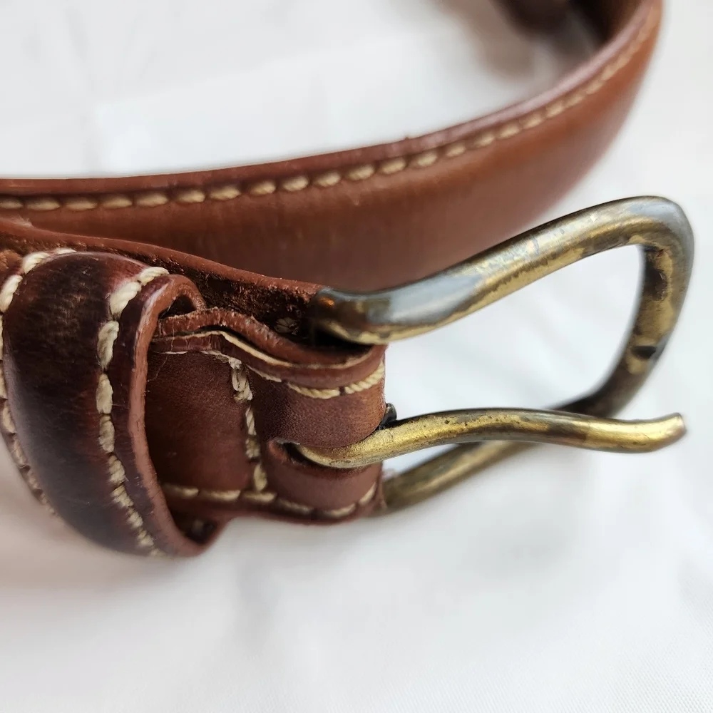 Polo Ralph Lauren Brown Tanned Leather Gold Tone Buckle Men’s Size 38